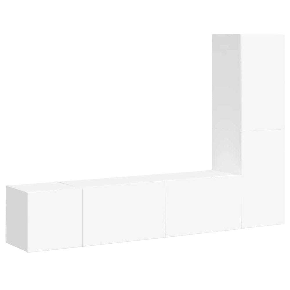 vidaXL Meuble TV 3 pièces Blanc Bois d'ingénierie