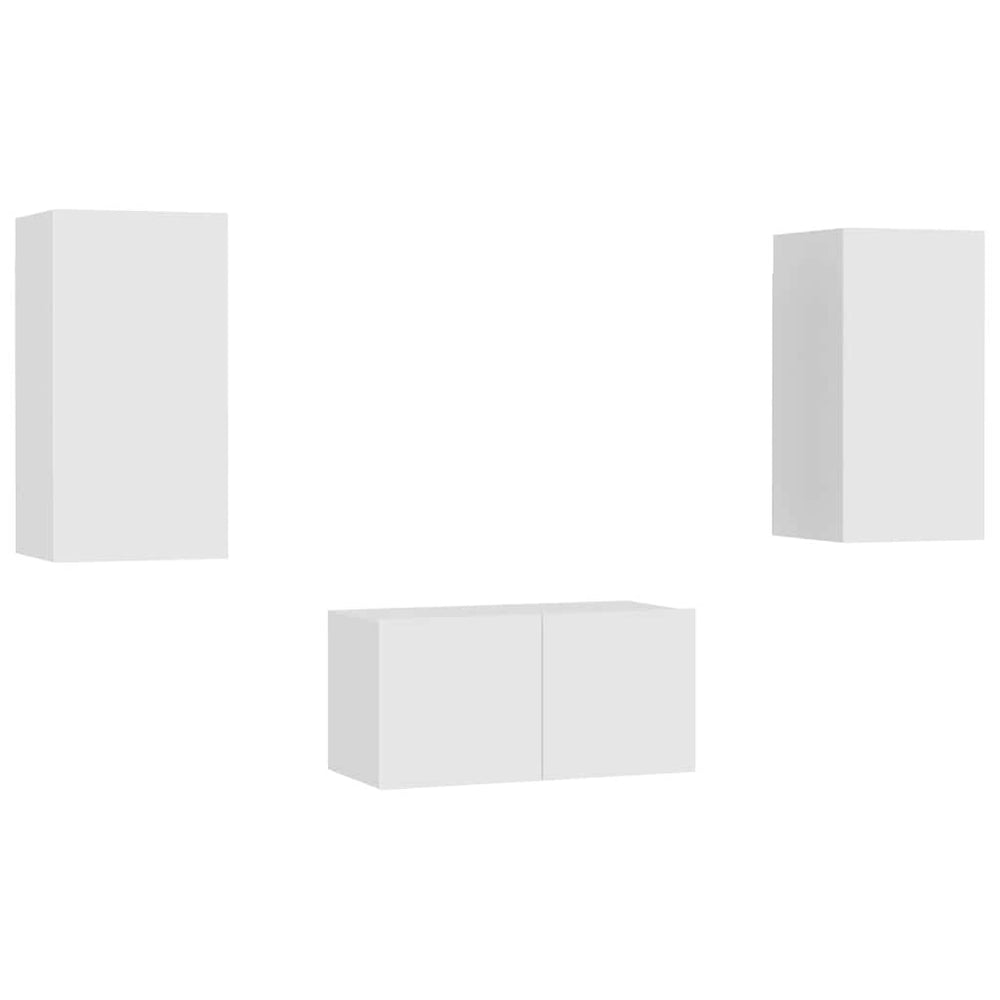 vidaXL Meuble TV 3 pièces Blanc Bois d'ingénierie