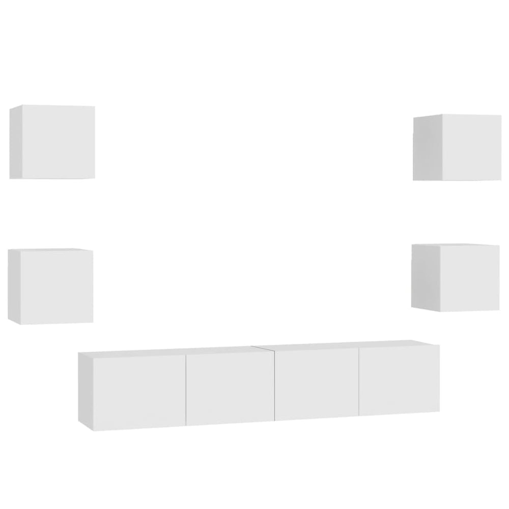 vidaXL Ensemble de 6 meubles TV blanc en bois d'ingénierie