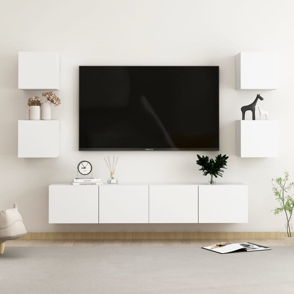 vidaXL Ensemble de 6 meubles TV blanc en bois d'ingénierie
