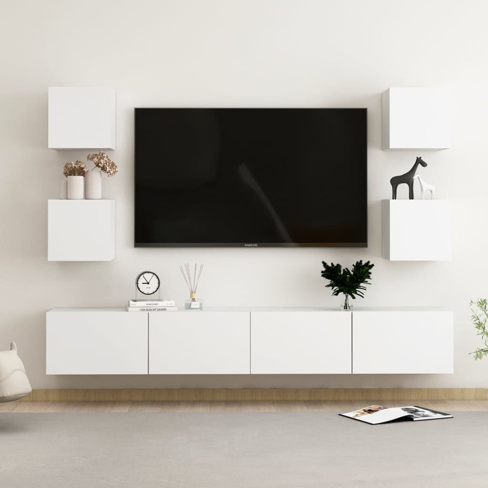 vidaXL Ensemble de 6 meubles TV blanc en bois d'ingénierie