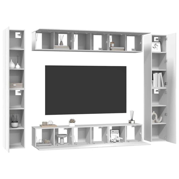 10-tlg. TV-Schrank-Set Weiß Holzwerkstoff