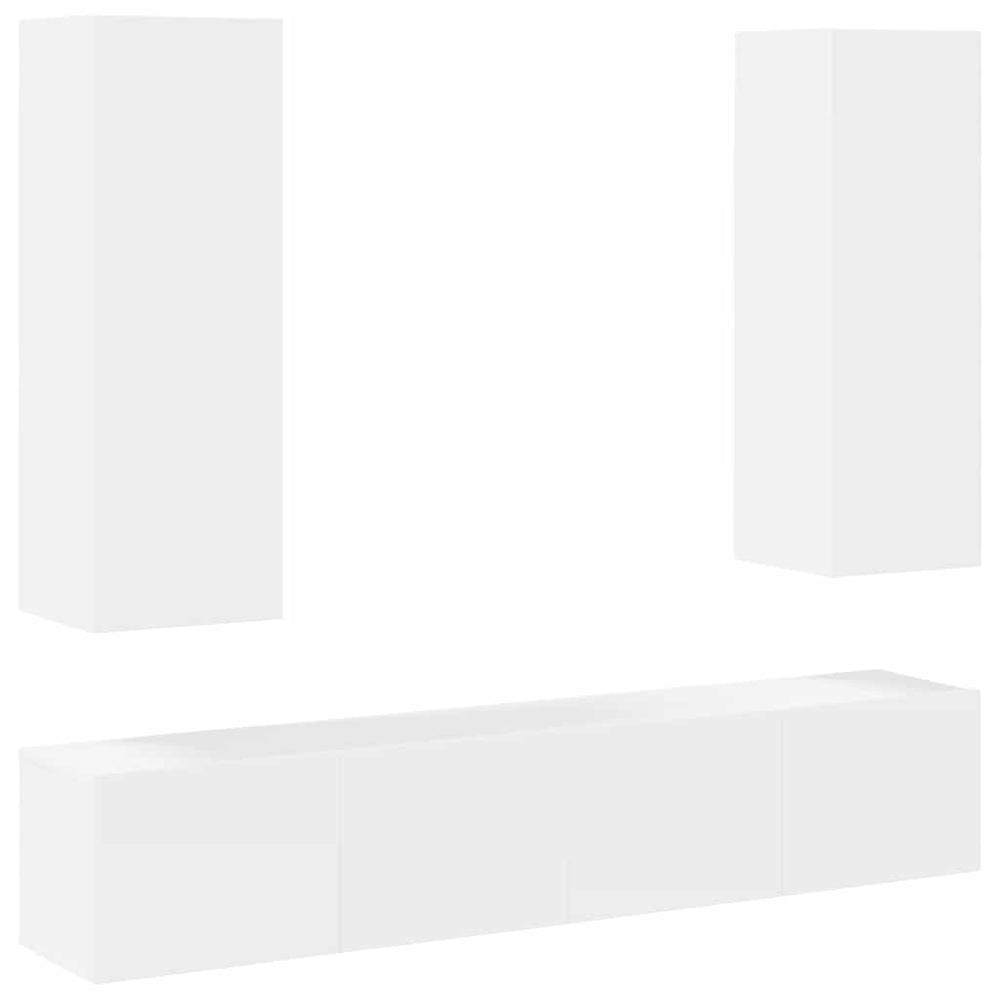 vidaXL Ensemble de 4 meubles TV Blanc Bois d'ingénierie