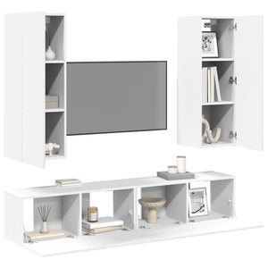 4-tlg. TV-Schrank-Set Weiß Holzwerkstoff