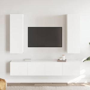 4-tlg. TV-Schrank-Set Weiß Holzwerkstoff