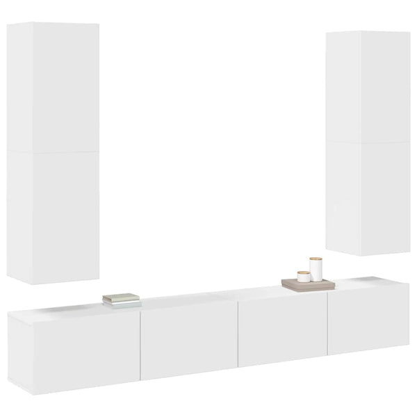 4-tlg. TV-Schrank-Set Weiß Holzwerkstoff