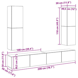 4-tlg. TV-Schrank-Set Weiß Holzwerkstoff