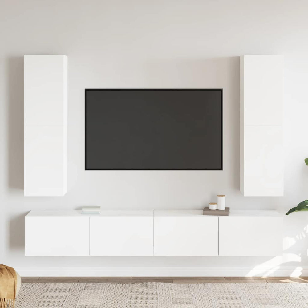 vidaXL Ensemble de 4 meubles TV Blanc Bois d'ingénierie