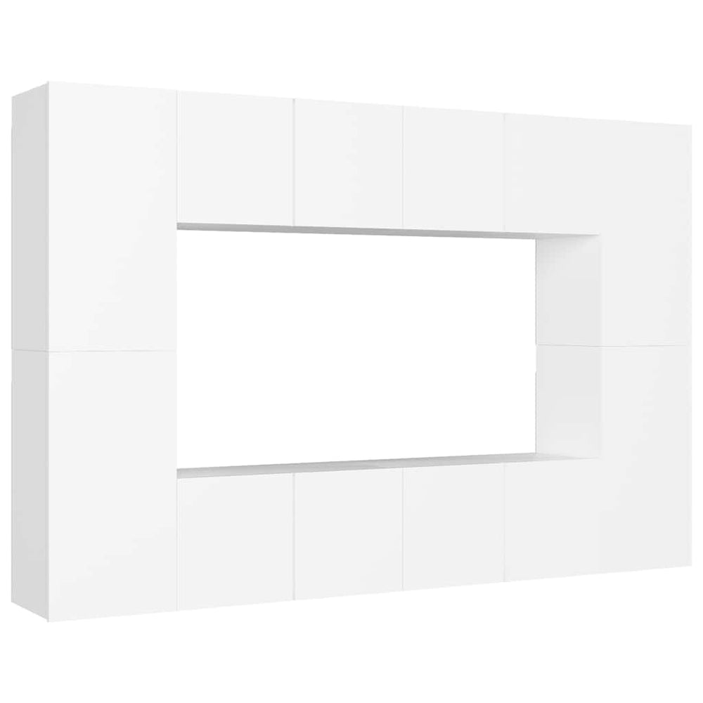 vidaXL Meuble TV 8 pcs blanc bois d'ingénierie