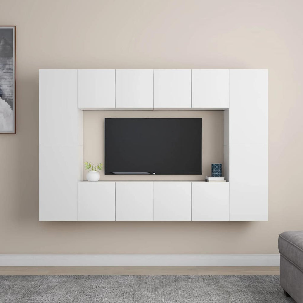 vidaXL Meuble TV 8 pcs blanc bois d'ingénierie