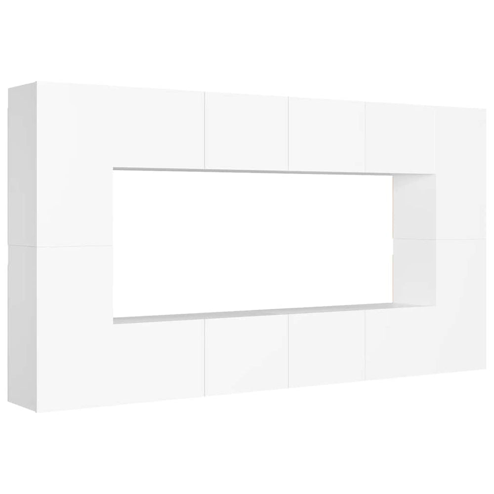 vidaXL Meuble TV 8 pcs blanc bois d'ingénierie