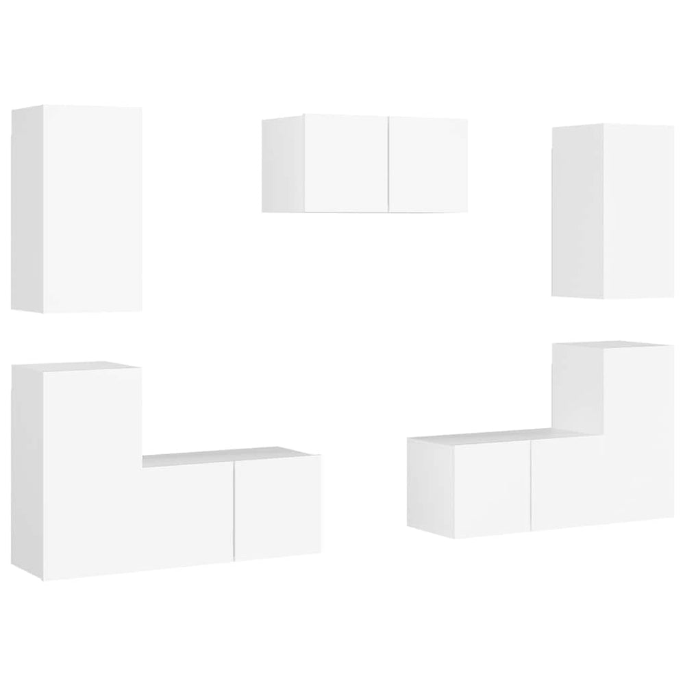 vidaXL Ensemble de 7 meubles TV blanc en bois d'ingénierie
