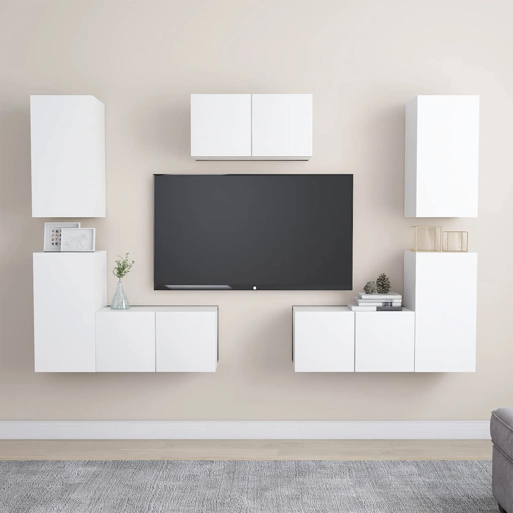 7-tlg. TV-Schrank-Set Weiß Holzwerkstoff