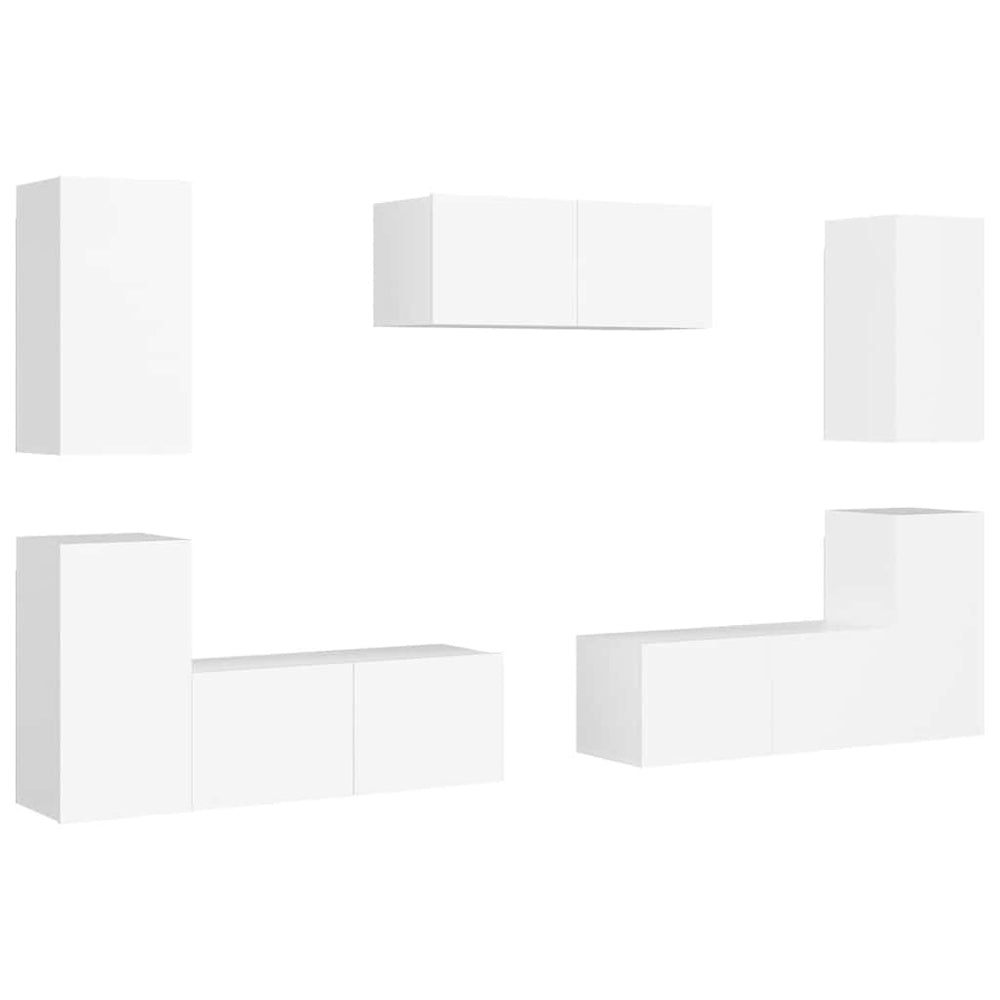 vidaXL Ensemble de 7 meubles TV blanc en bois d'ingénierie