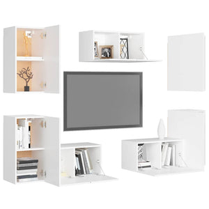 7-tlg. TV-Schrank-Set Weiß Holzwerkstoff