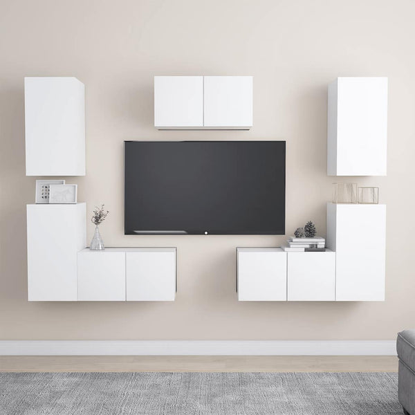 7-tlg. TV-Schrank-Set Weiß Holzwerkstoff