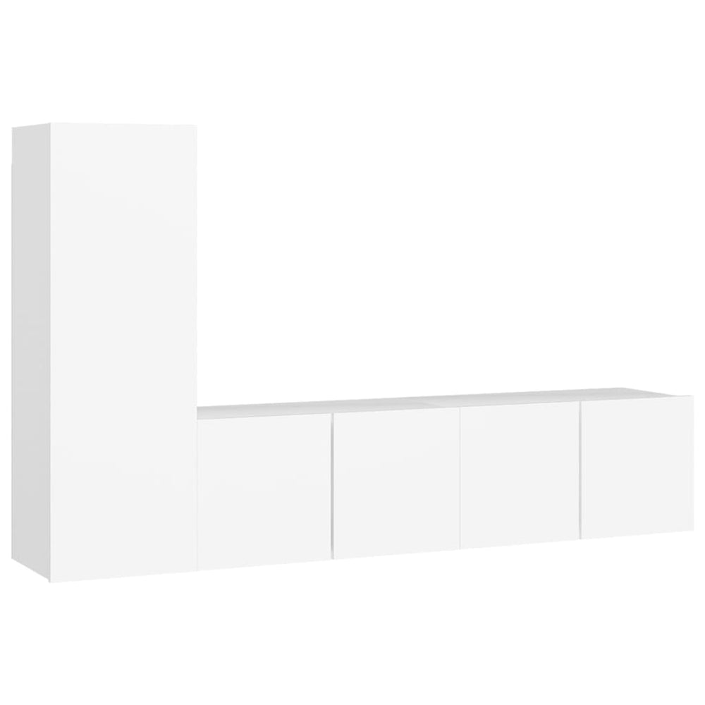 vidaXL Meuble TV 3 pièces Blanc Bois d'ingénierie