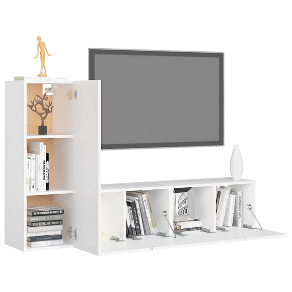 3-tlg. TV-Schrank-Set Weiß Holzwerkstoff