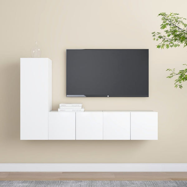 3-tlg. TV-Schrank-Set Weiß Holzwerkstoff