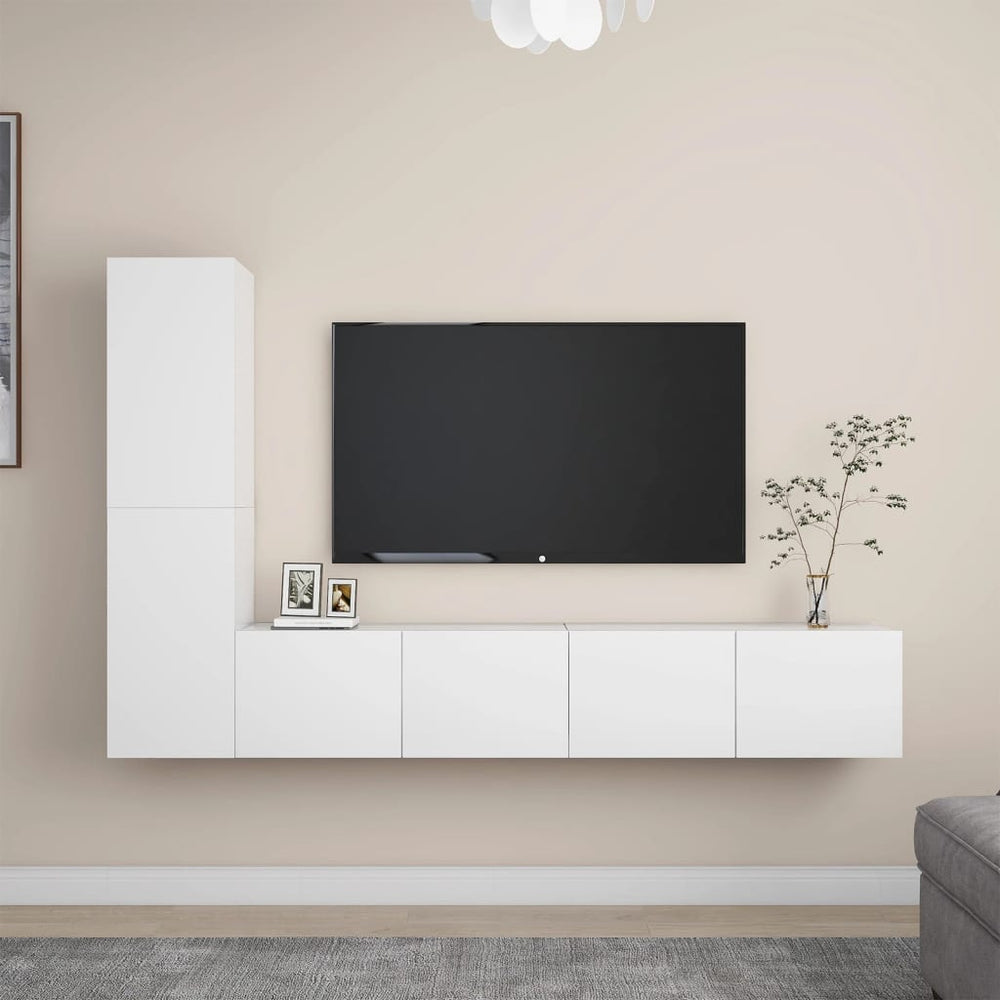 vidaXL Ensemble de 4 meubles TV Blanc Bois d'ingénierie