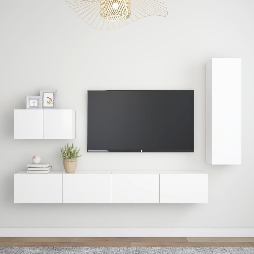 vidaXL Ensemble de 4 meubles TV Blanc Bois d'ingénierie