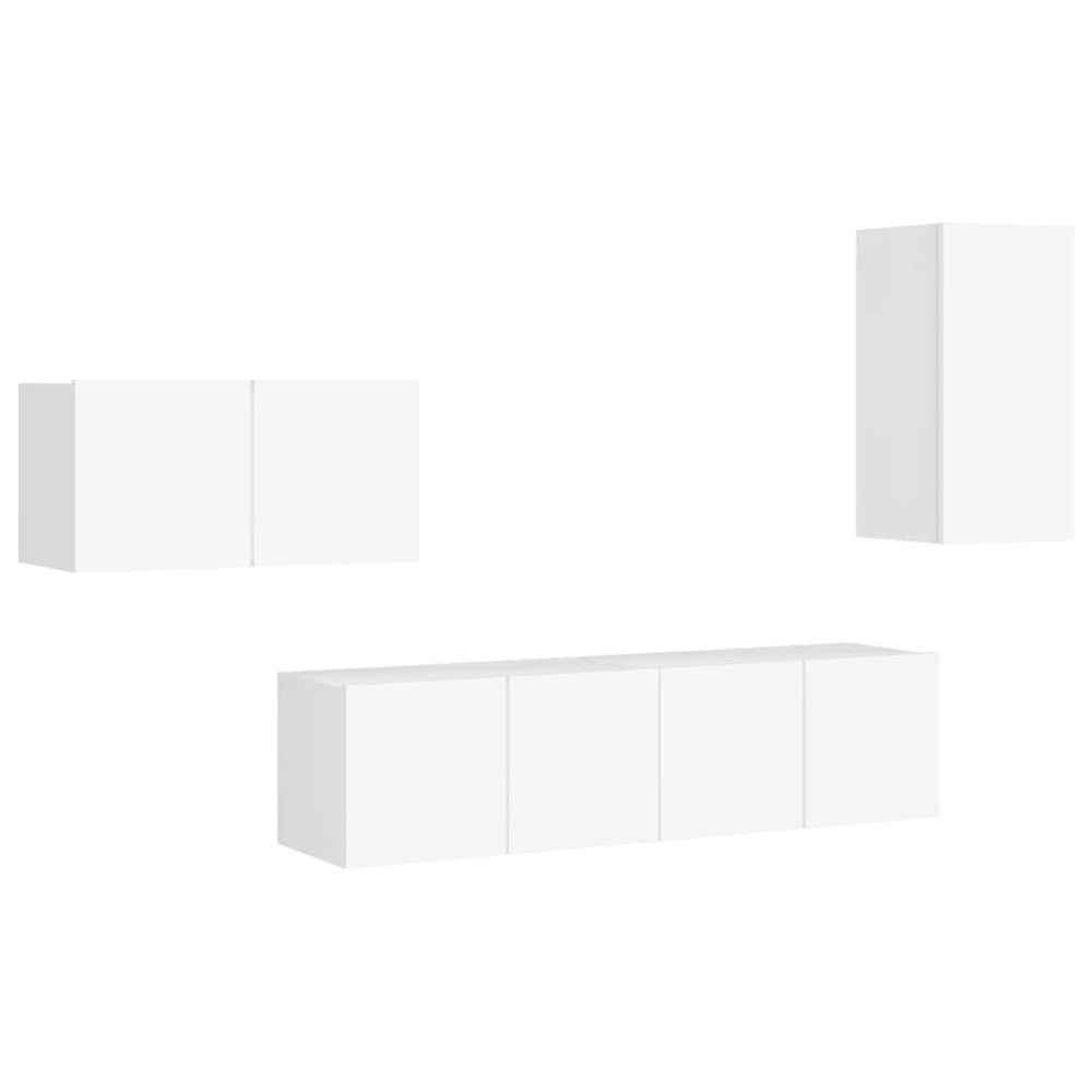 vidaXL Ensemble de 4 meubles TV Blanc Bois d'ingénierie