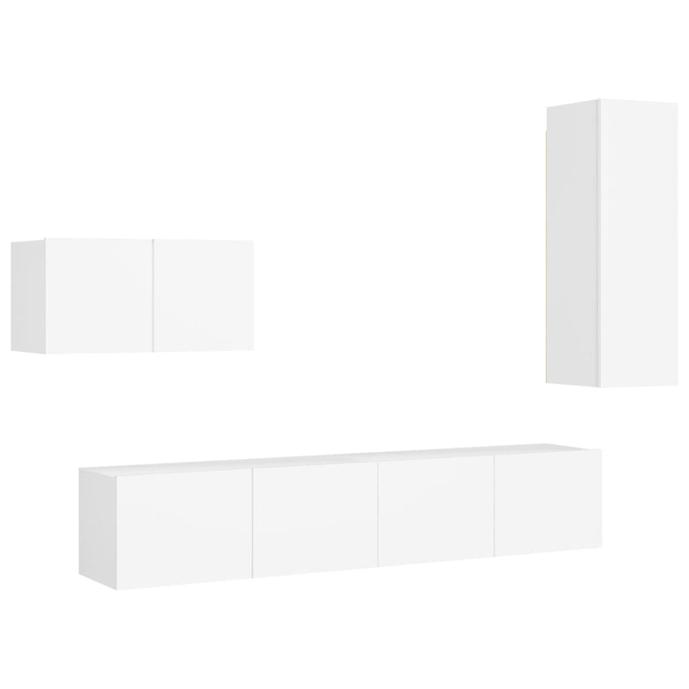 vidaXL Ensemble de 4 meubles TV Blanc Bois d'ingénierie