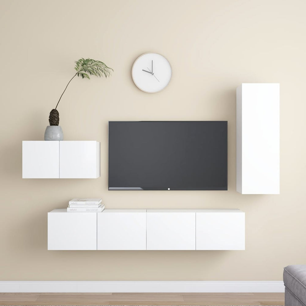 vidaXL Ensemble de 4 meubles TV Blanc Bois d'ingénierie