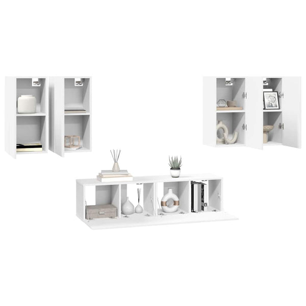 6-tlg. TV-Schrank-Set Weiß Holzwerkstoff