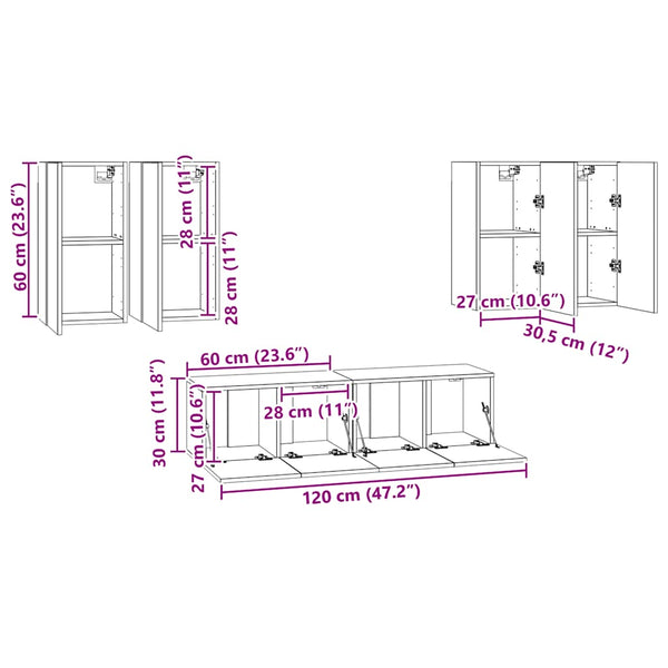 6-tlg. TV-Schrank-Set Weiß Holzwerkstoff