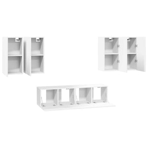 6-tlg. TV-Schrank-Set Weiß Holzwerkstoff