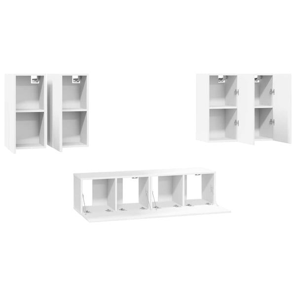 6-tlg. TV-Schrank-Set Weiß Holzwerkstoff
