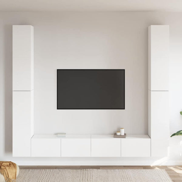 6-tlg. TV-Schrank-Set Weiß Holzwerkstoff