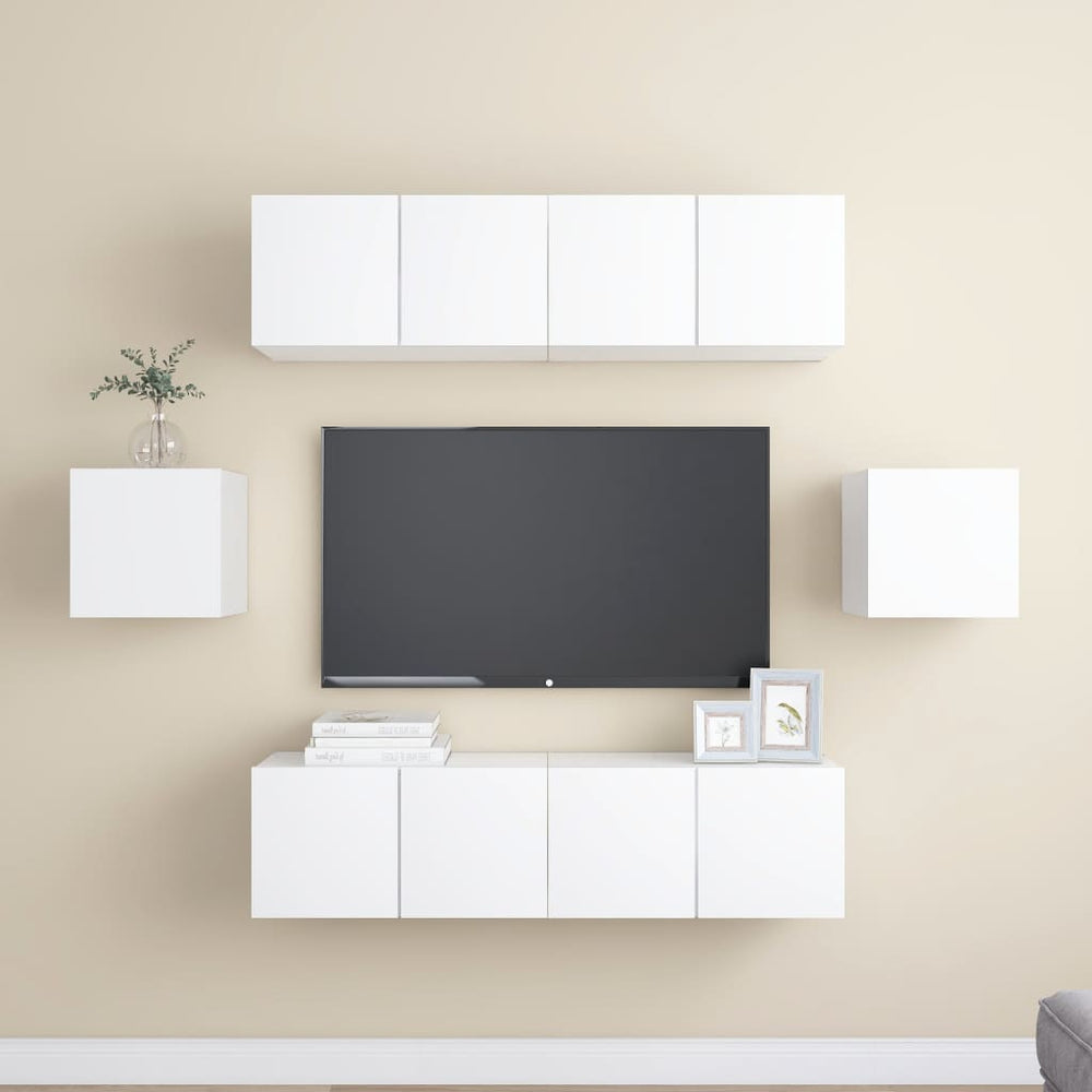 vidaXL Ensemble de 6 meubles TV blanc en bois d'ingénierie
