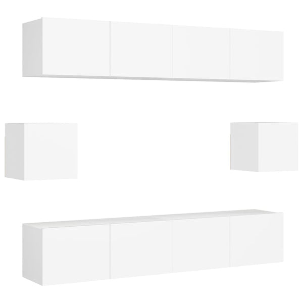 6-tlg. TV-Schrank-Set Weiß Holzwerkstoff