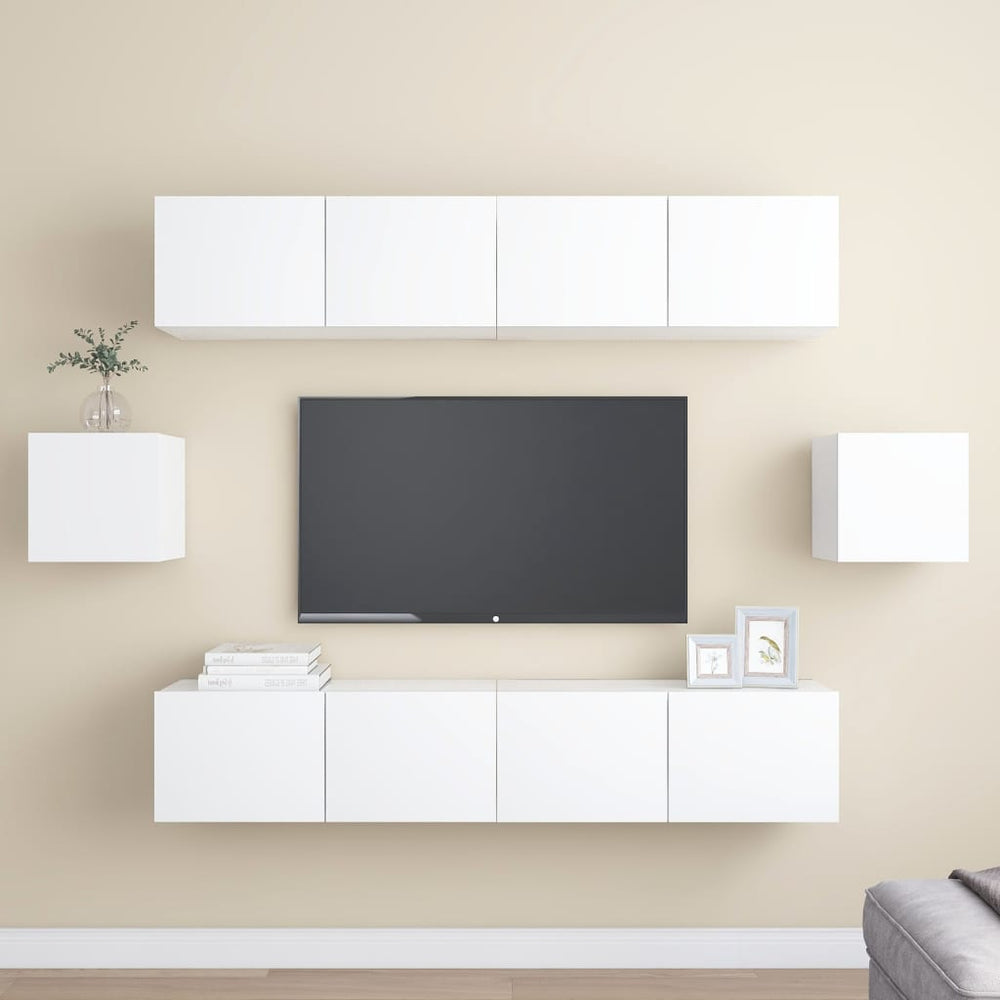 vidaXL Ensemble de 6 meubles TV blanc en bois d'ingénierie