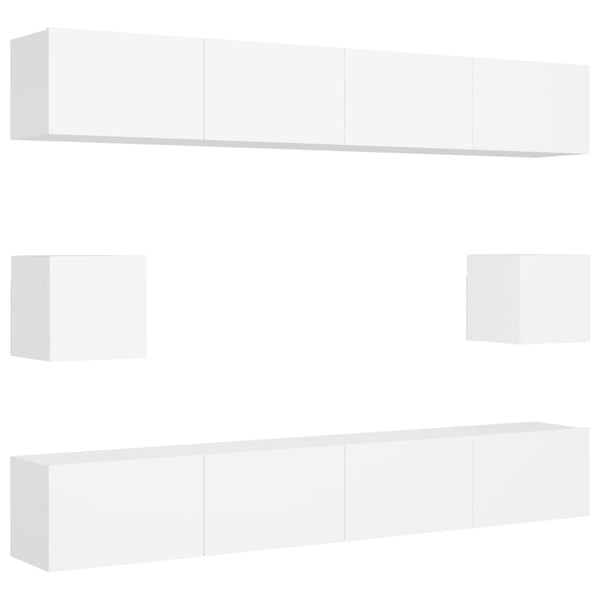 6-tlg. TV-Schrank-Set Weiß Holzwerkstoff