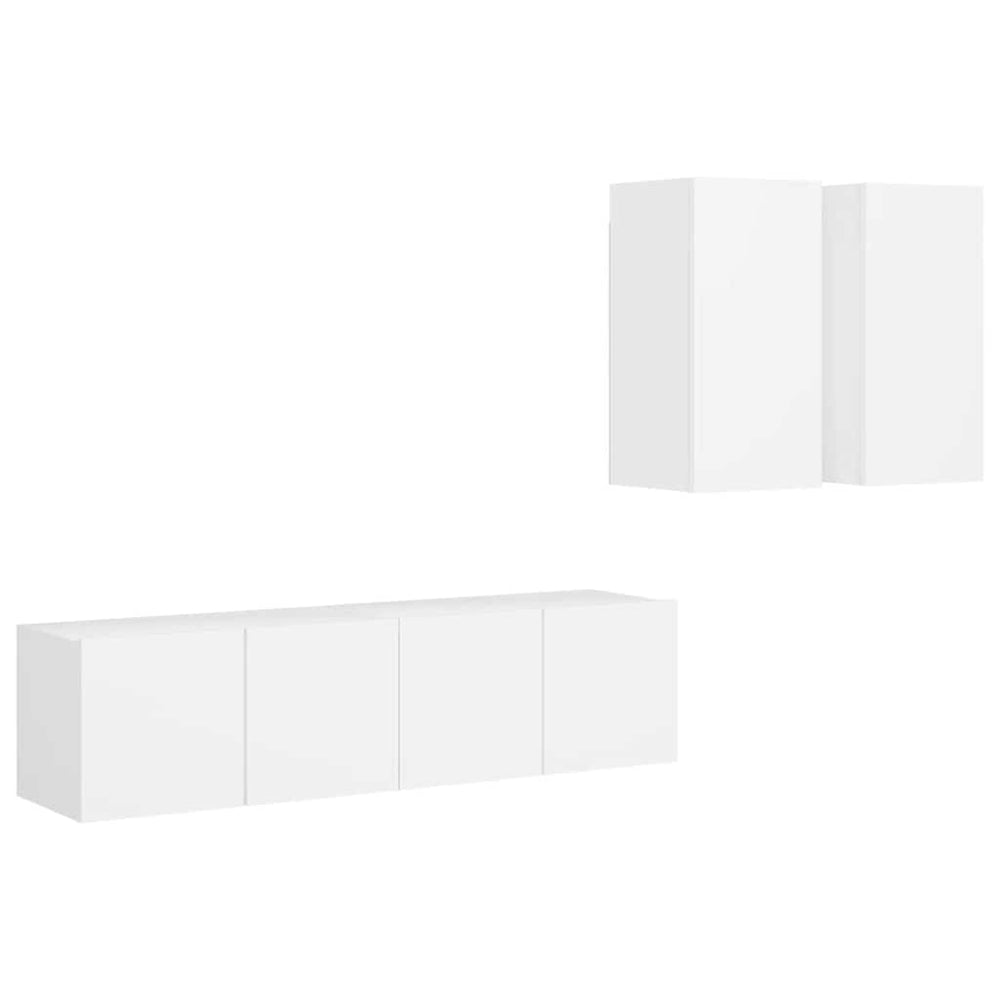 vidaXL Ensemble de 4 meubles TV Blanc Bois d'ingénierie
