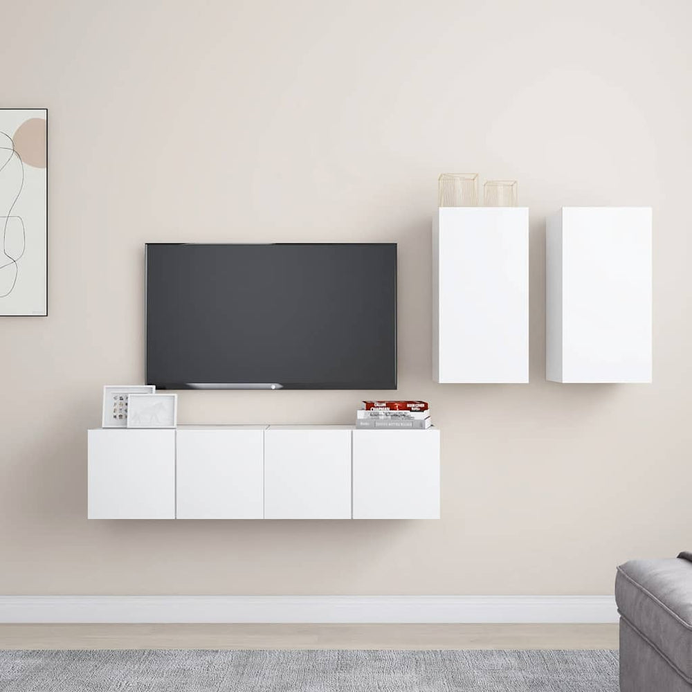 vidaXL Ensemble de 4 meubles TV Blanc Bois d'ingénierie