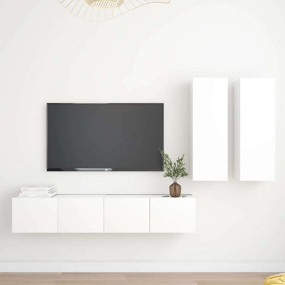 vidaXL Ensemble de 4 meubles TV Blanc Bois d'ingénierie