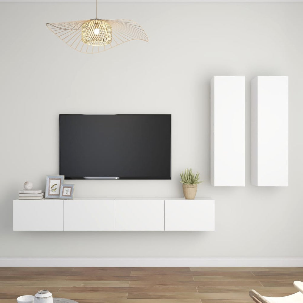 vidaXL Ensemble de 4 meubles TV Blanc Bois d'ingénierie