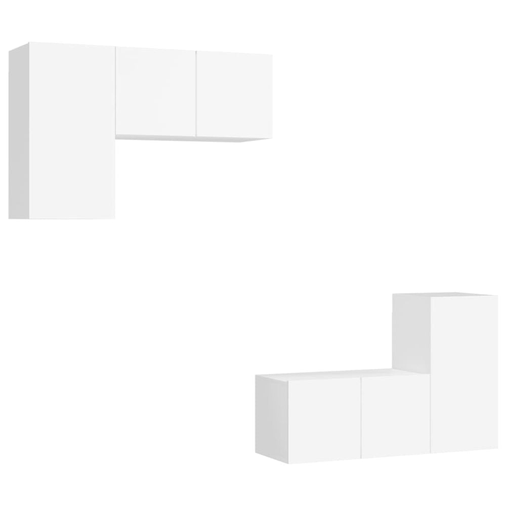 vidaXL Ensemble de 4 meubles TV Blanc Bois d'ingénierie