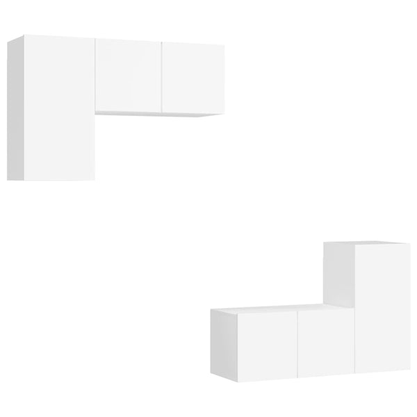 4-tlg. TV-Schrank-Set Weiß Holzwerkstoff
