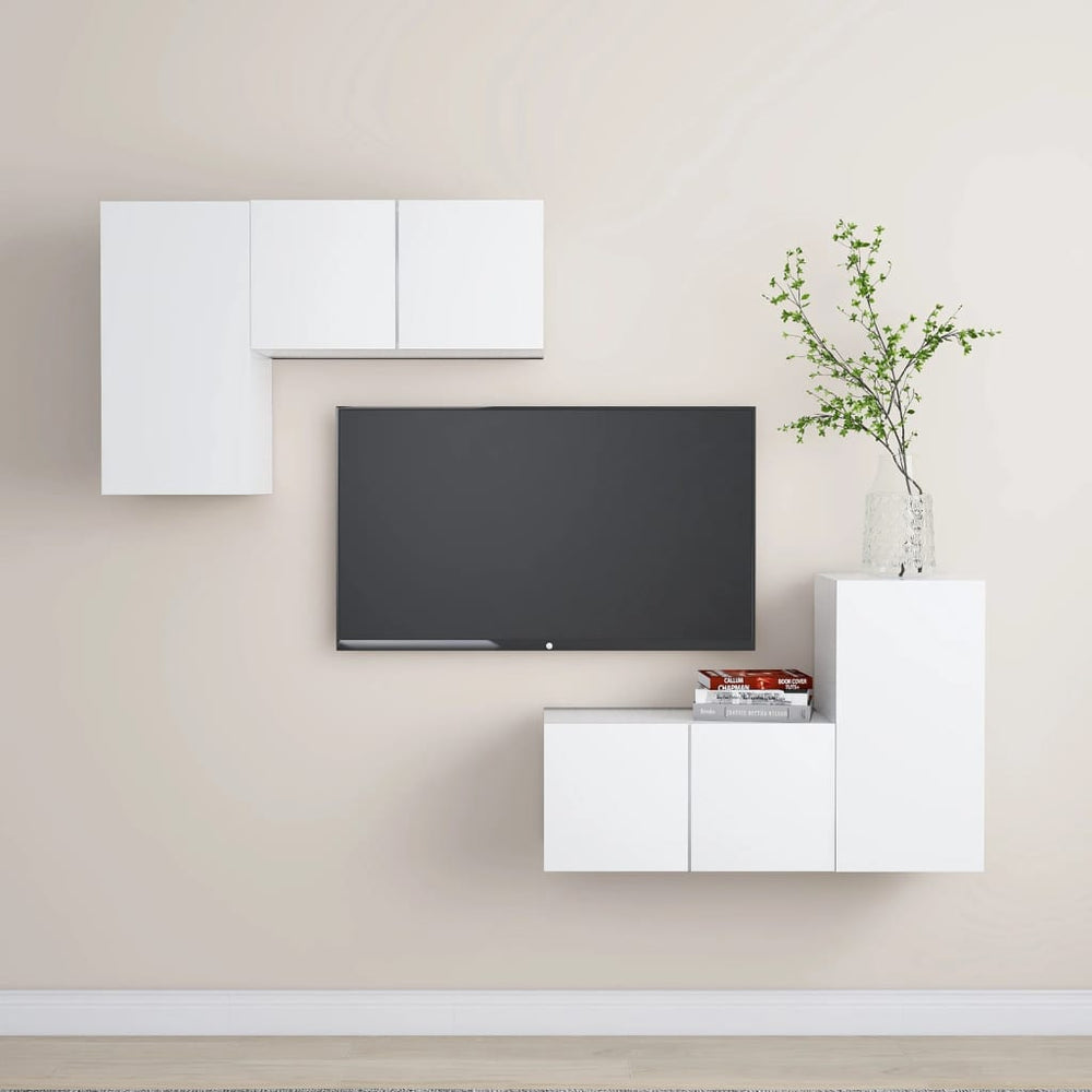 vidaXL Ensemble de 4 meubles TV Blanc Bois d'ingénierie