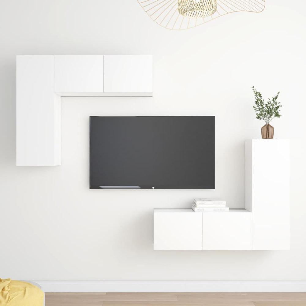 vidaXL Ensemble de 4 meubles TV Blanc Bois d'ingénierie