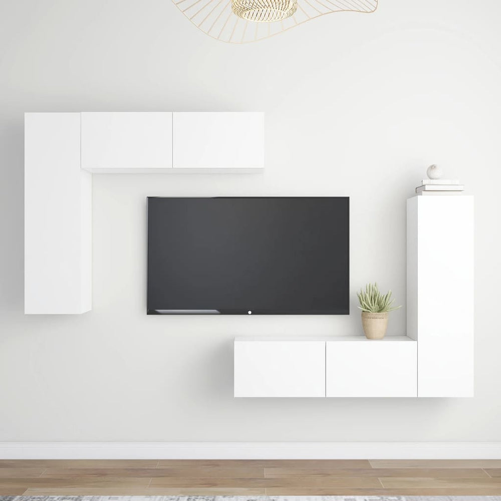 vidaXL Ensemble de 4 meubles TV Blanc Bois d'ingénierie