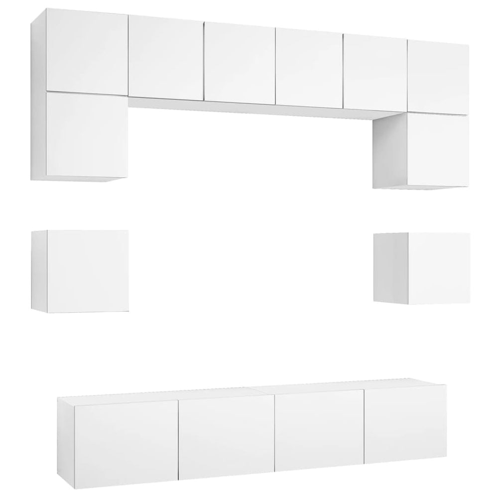 vidaXL Meuble TV 8 pcs blanc bois d'ingénierie