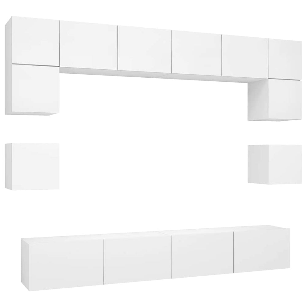 vidaXL Meuble TV 8 pcs blanc bois d'ingénierie