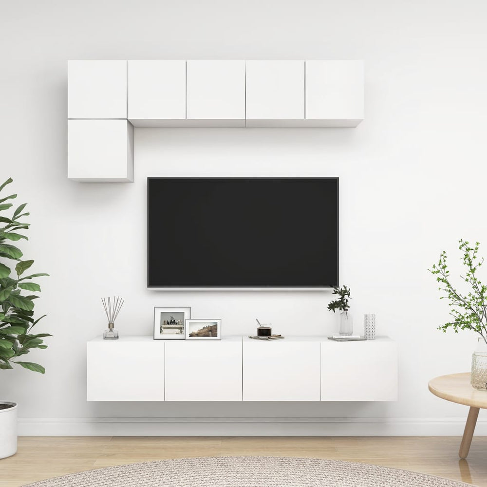 Ensemble de 5 meubles TV vidaXL blanc en bois d'ingénierie