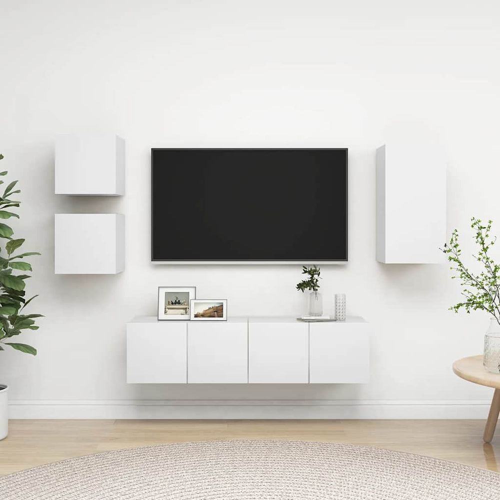 Ensemble de 5 meubles TV vidaXL blanc en bois d'ingénierie